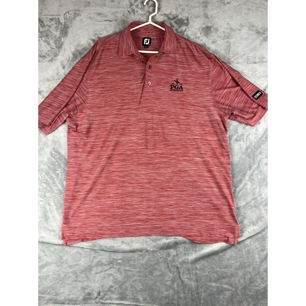 FootJoy Men Performance Golf Polo Shirt Size Medium PGA Pink Circle Dots‎